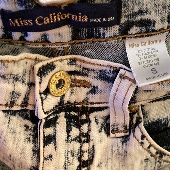 Miss California Distressed High Waisted Skinny Jeans Size Small Navy Blue/White - Picture 4 of 4